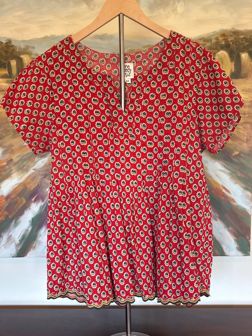 ivy jane Red Floral Short Sleeve Peplum Tunic